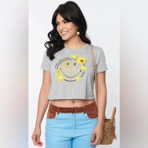 Smiley x Unique Vintage Grow Together Crop Graphic Tee